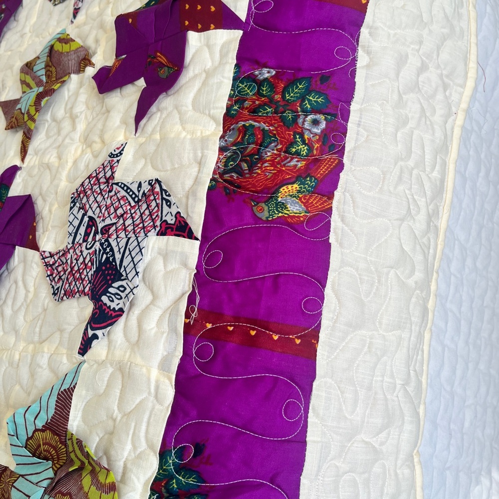 HANDMADE PINWHEEL Quilt Ethnic Fabric Unique STUNNING - Picture 13 of 17